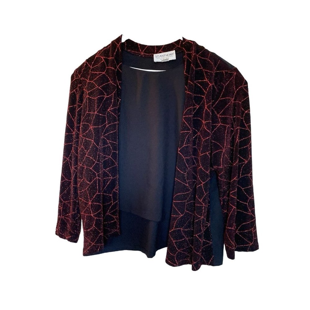 VTG Women's St. Anthony Knits Evening One Piece Faux Blazer Size 24W Stretch
